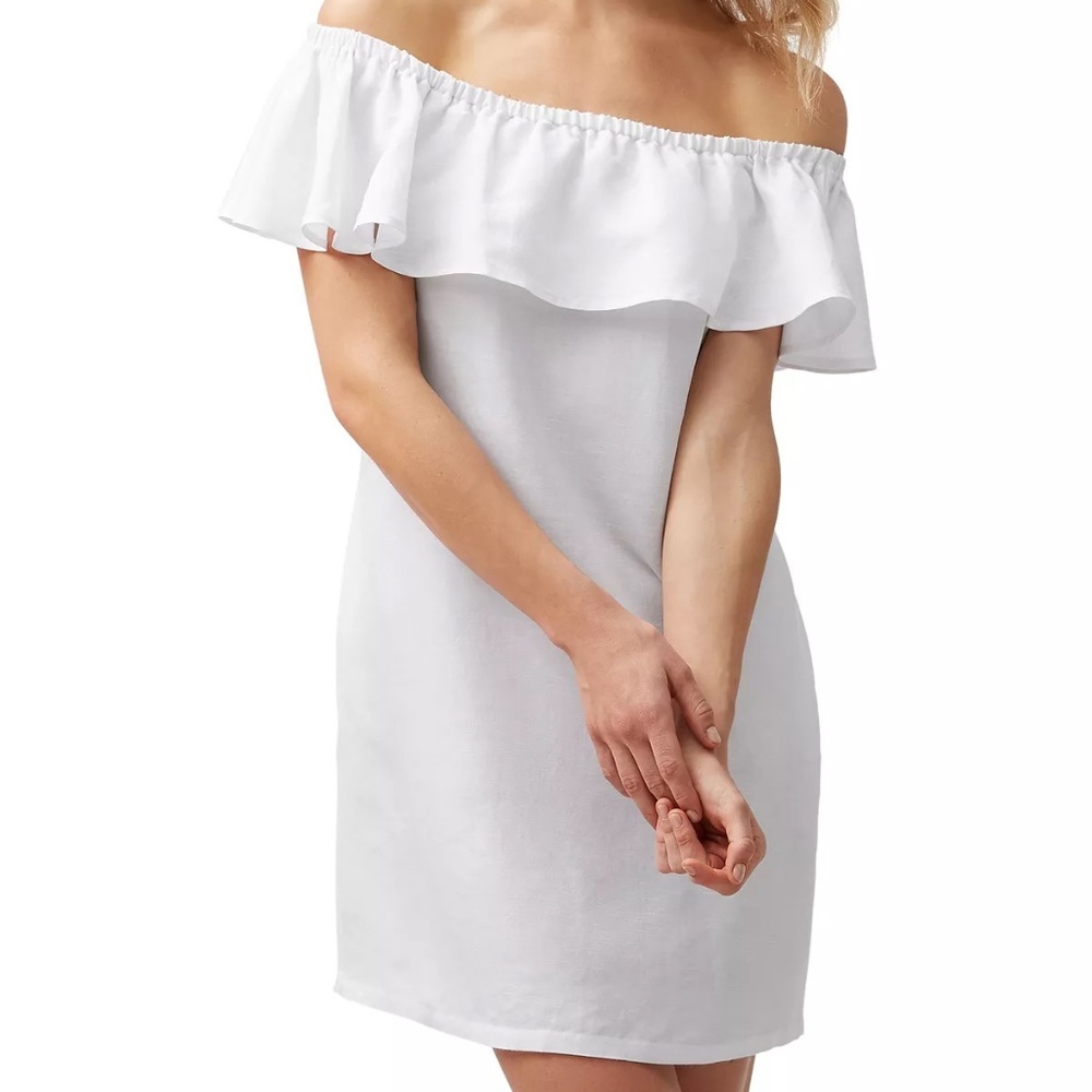 Tommy Bahama Linen Ruffled Off-The-Shoulder Dress